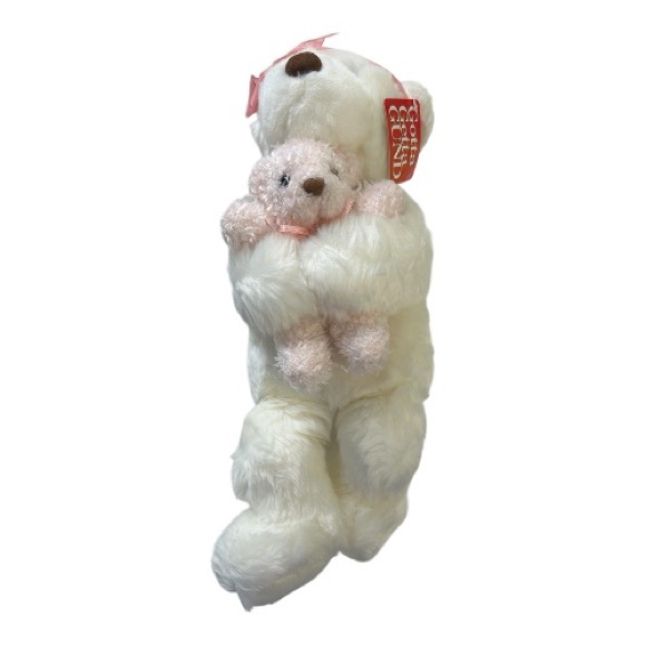White and Pink Plush Teddy Bear Duo - Picture 1 of 7